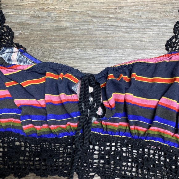 Free people Aruba crochet multicolor striped crop top size Medium - Picture 2 of 4